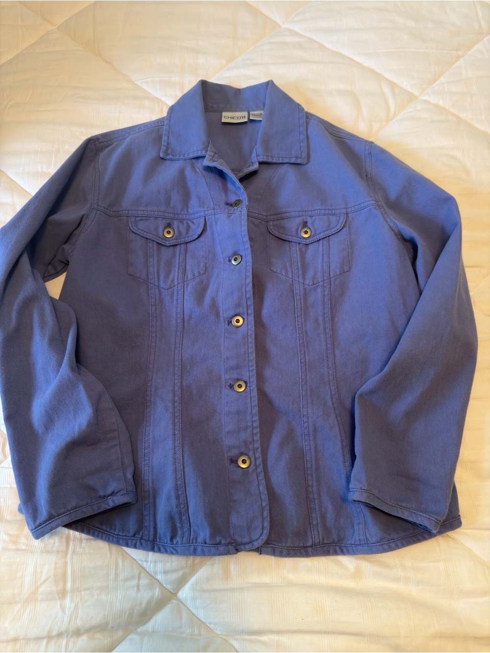 Chicos Blue Button-Front Denim Women’s Jacket